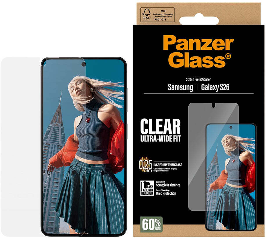 PanzerGlass Ultra-Wide Samsung Galaxy S26 Screen Protector Tempered Glass afbeelding 1