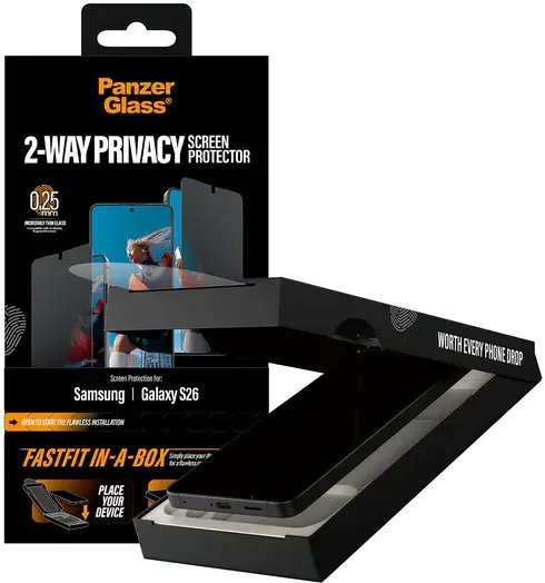 PanzerGlass FastFit Ultra-Wide Samsung Galaxy S26 Privacy Glass Screen Protector afbeelding 1