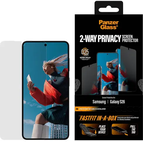 PanzerGlass FastFit Ultra-Wide Samsung Galaxy S26 Privacy Glass Screen Protector afbeelding 11