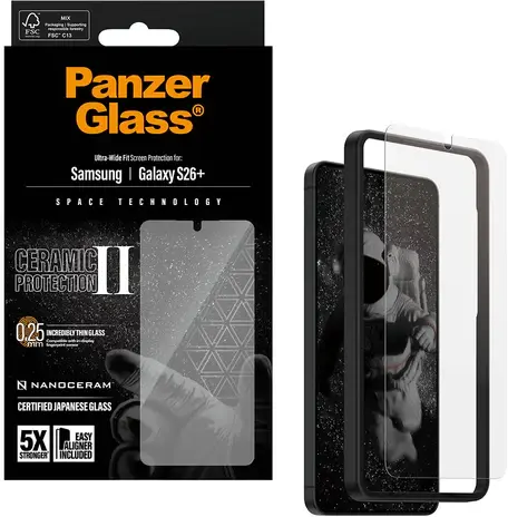 PanzerGlass Ceramic Ultra-Wide Fit Samsung Galaxy S26 Plus Screen Protector afbeelding 1