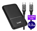 Buddi Go Compacte Powerbank 5.000 mAh met Buddi Flex 30cm USB-C Kabel 60W Zwart