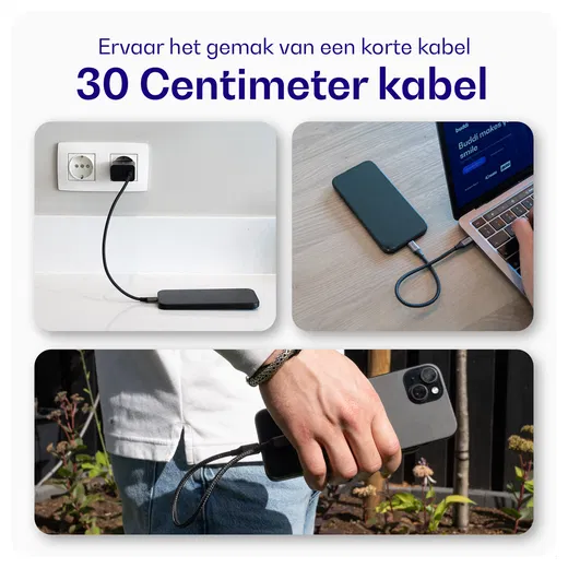 Buddi Go Compacte Powerbank 5.000 mAh met Buddi Flex 30cm USB-C Kabel 60W Wit afbeelding 8