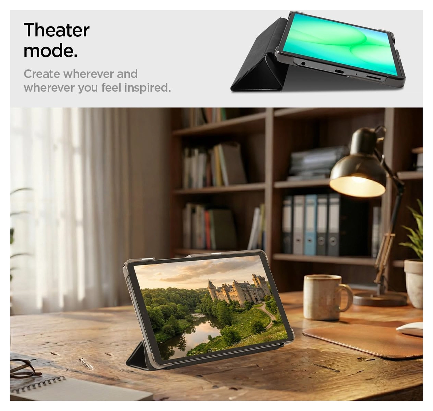 Spigen Smart Fold Samsung Galaxy Tab A11 / A9 Hoes Tri-Fold Book Case Zwart afbeelding 5