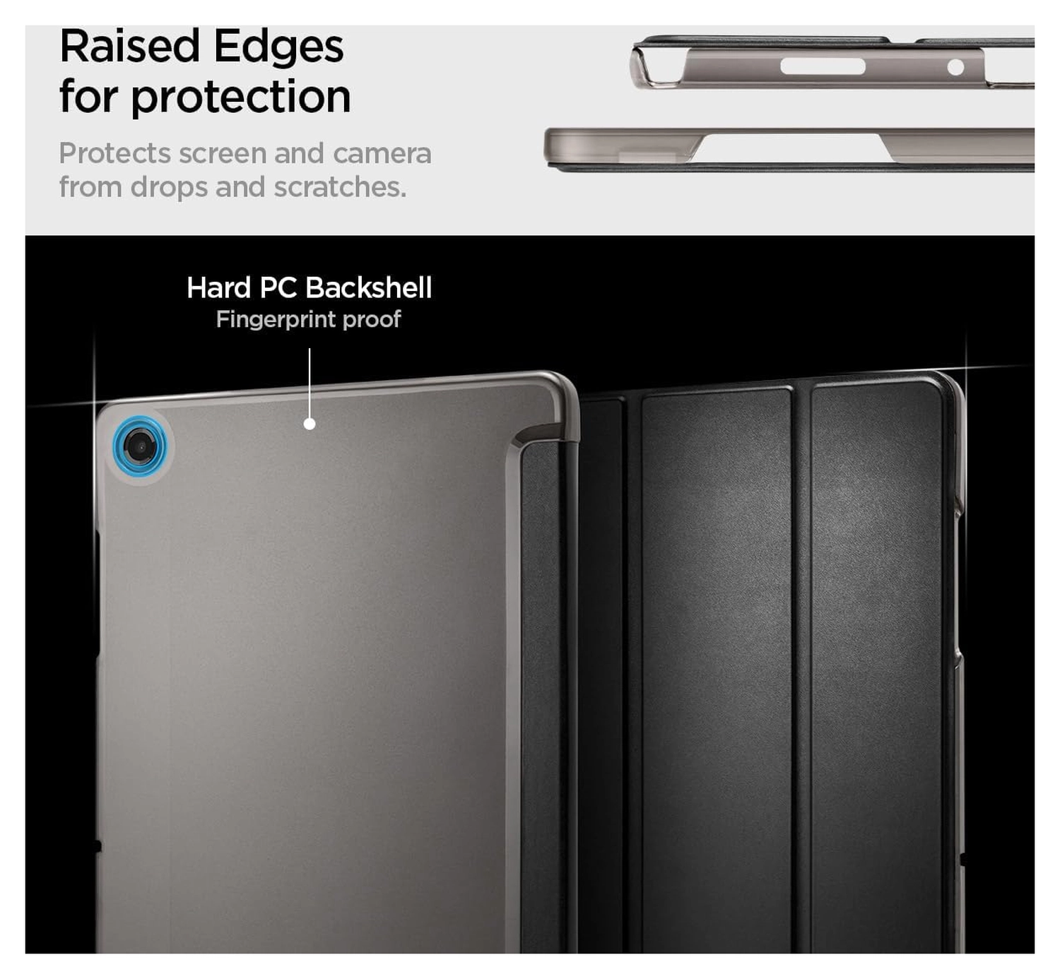 Spigen Smart Fold Samsung Galaxy Tab A11 Plus / A9 Plus Hoes Tri-Fold Zwart afbeelding 2