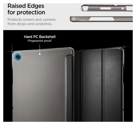 Spigen Smart Fold Samsung Galaxy Tab A11 Plus / A9 Plus Hoes Tri-Fold Zwart afbeelding 2