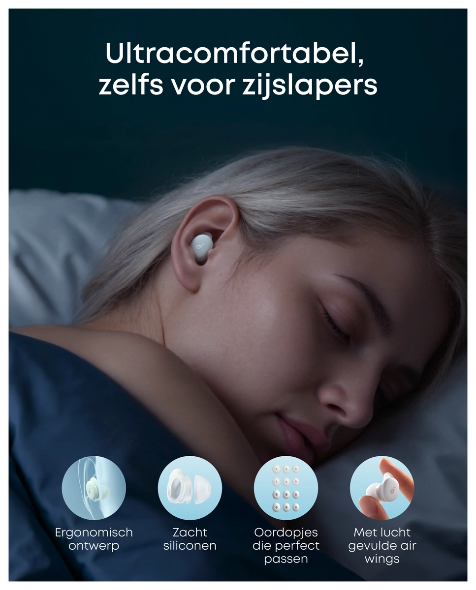 Anker SoundCore Sleep A30 Draadloze Bluetooth Oordopjes Noise Cancelling Wit afbeelding 6