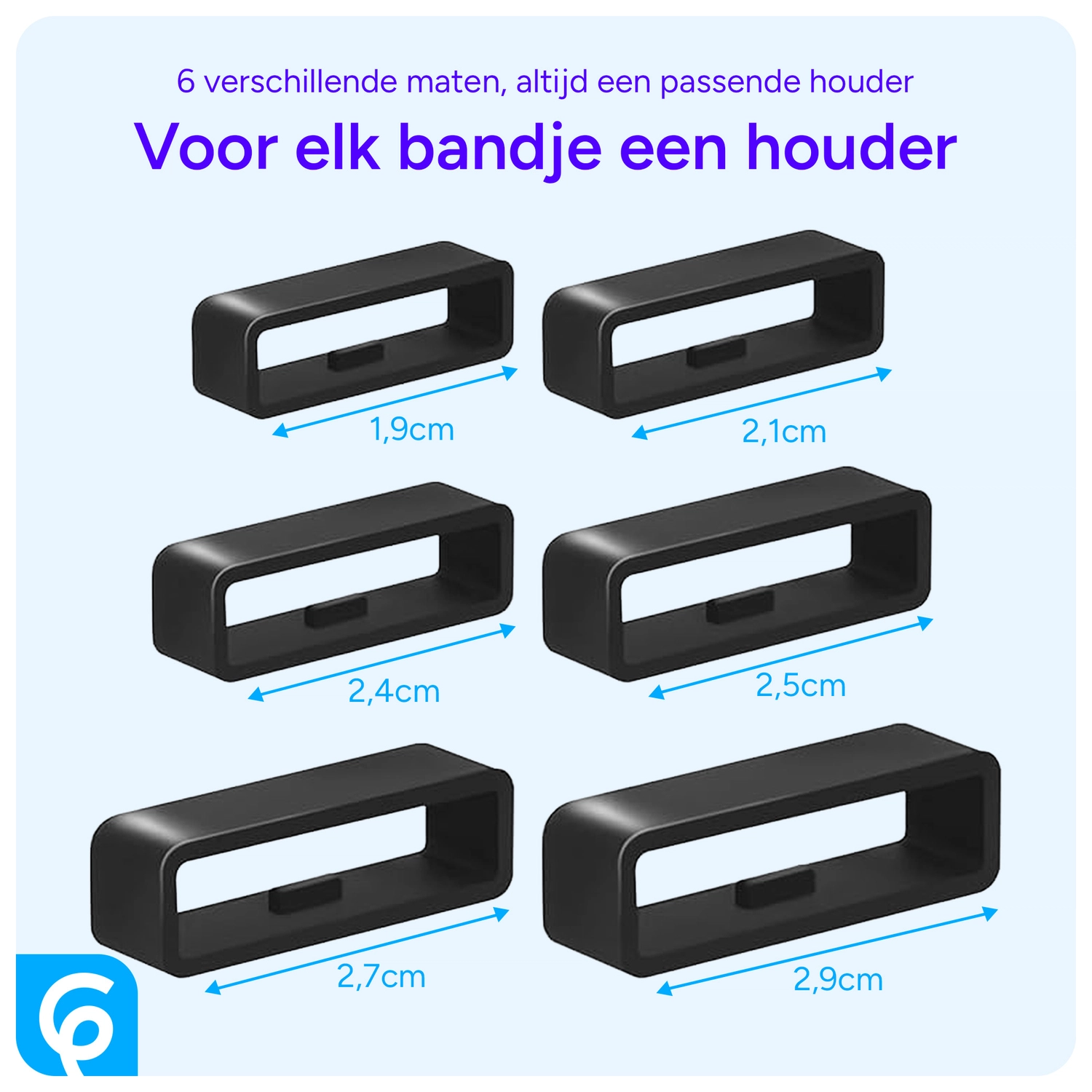 SBG Horlogeband Lusjes - Vervangende Smartwatch Houders Set (6 Stuks) Zwart afbeelding 5
