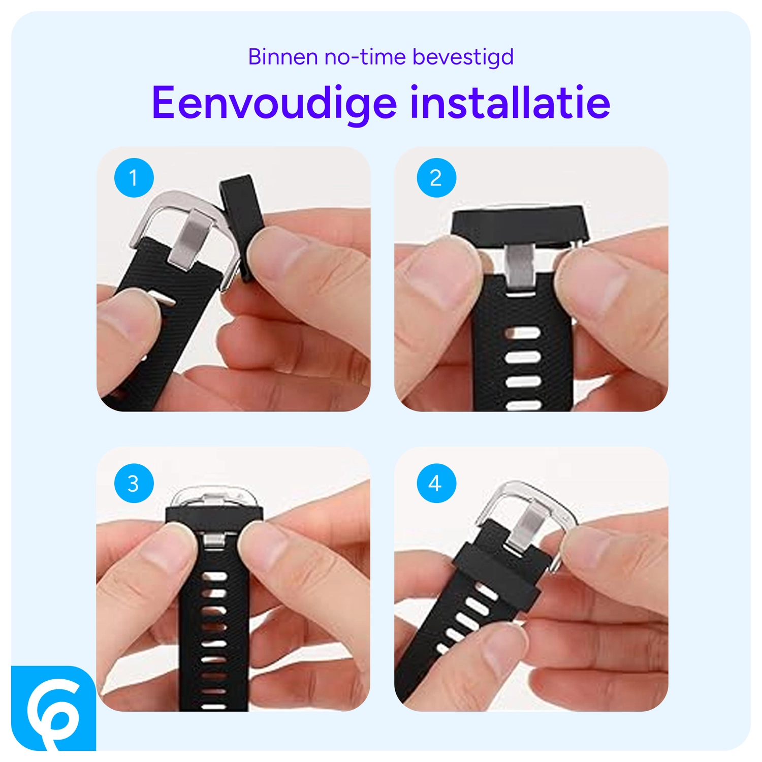 SBG Horlogeband Lusjes - Vervangende Smartwatch Houders Set (6 Stuks) Zwart afbeelding 6