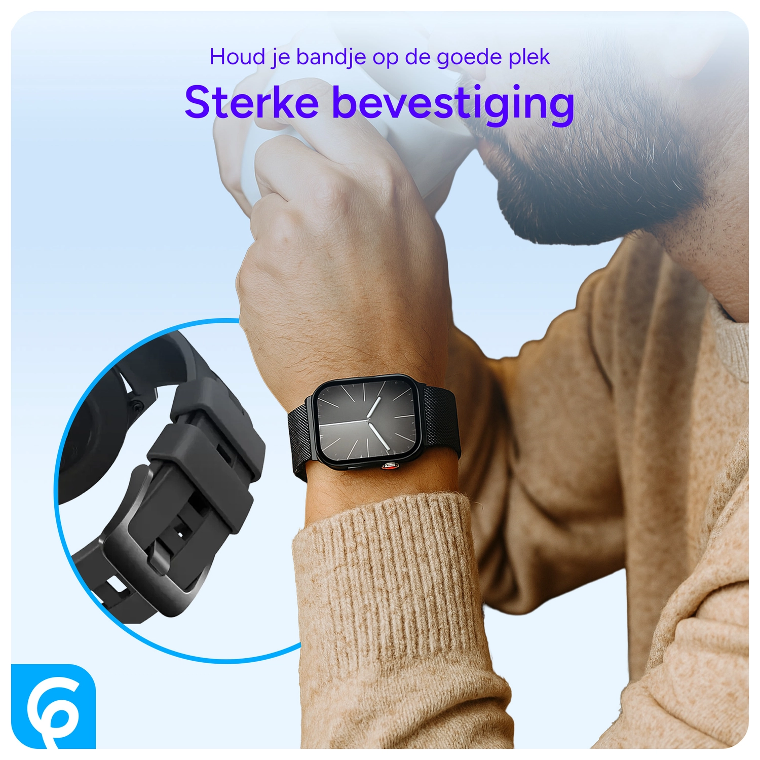 SBG Horlogeband Lusjes - Vervangende Smartwatch Houders Set (6 Stuks) Zwart afbeelding 2