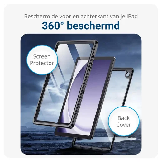 Samsung Galaxy Tab A11 Plus Hoes Waterdicht Full Protect Cover IP68 Zwart afbeelding 6