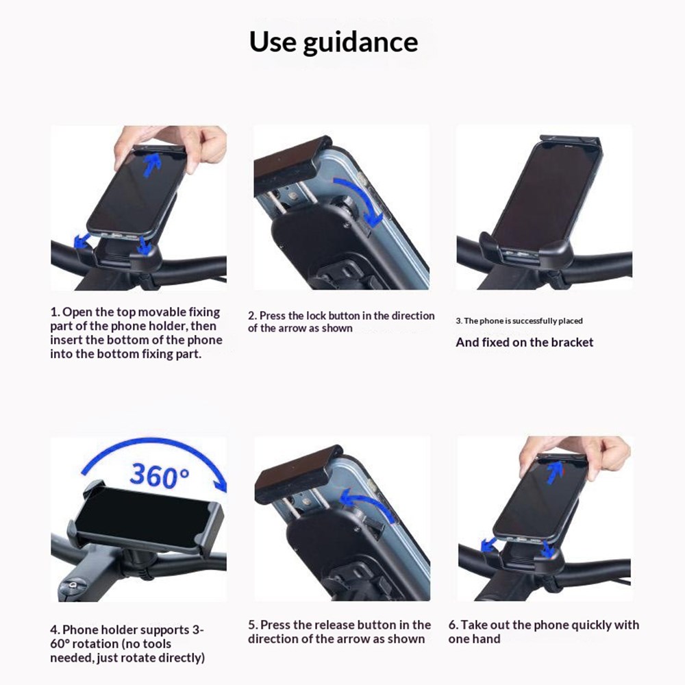 GUB P18 Draaibare Telefoonhouder voor Fiets en Scooter Universeel Zwart afbeelding 3