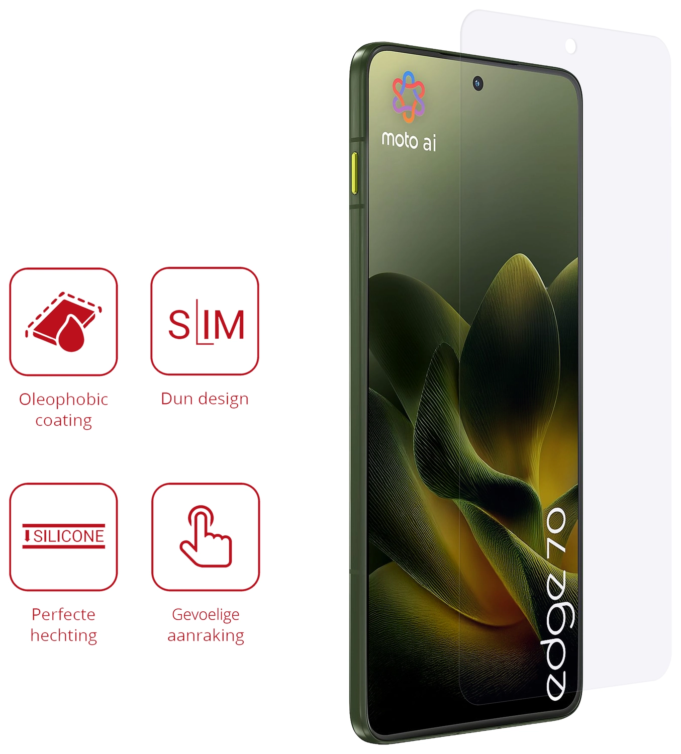 Rosso Motorola Edge 70 Screen Protector Case Friendly Folie Duo Pack afbeelding 2