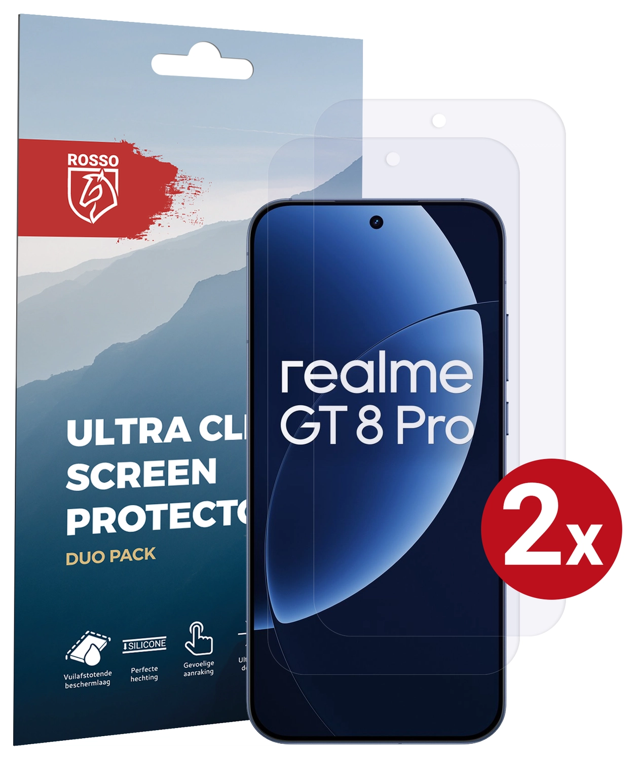 Rosso Realme GT 8 Pro Screen Protector Case Friendly Folie Duo Pack afbeelding 1