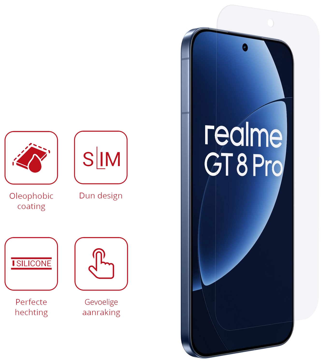 Rosso Realme GT 8 Pro Screen Protector Case Friendly Folie Duo Pack afbeelding 2