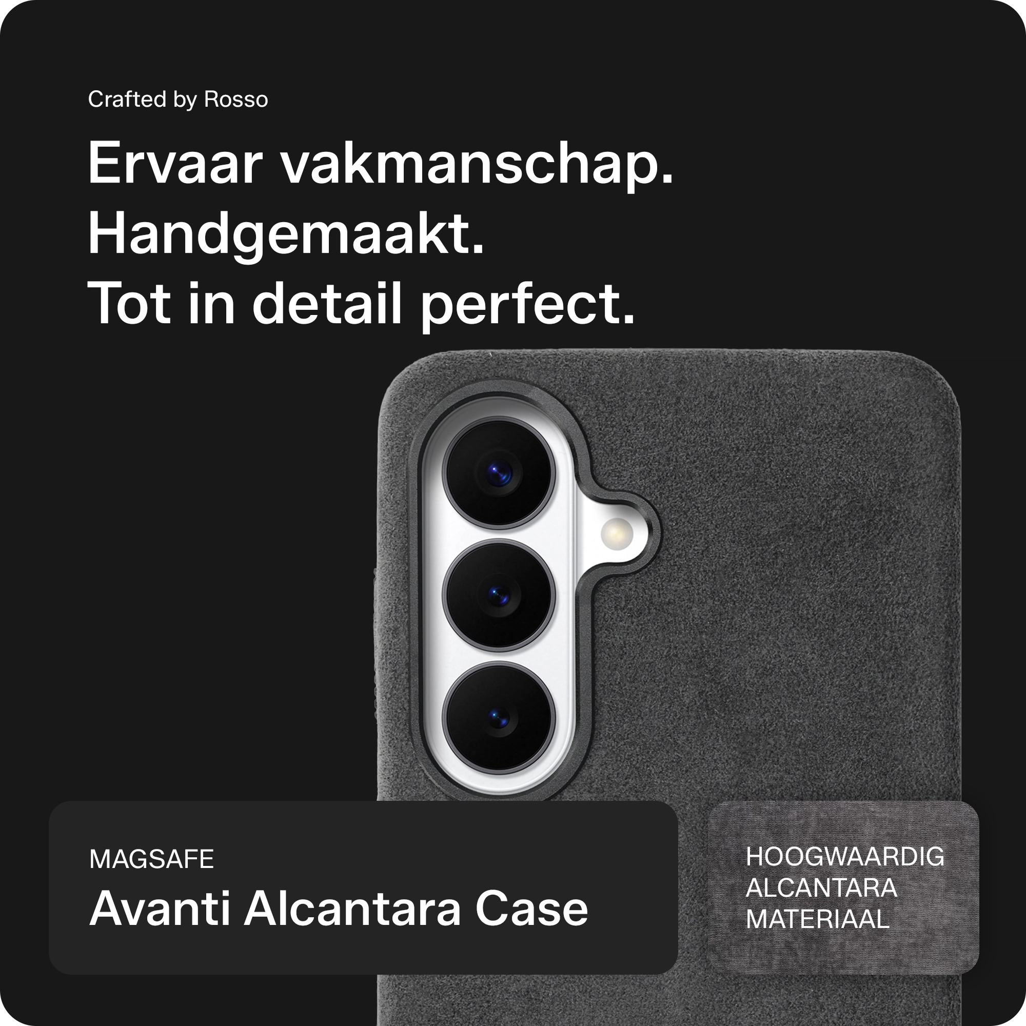 Rosso Avanti Samsung S26 Plus Hoesje Alcantara MagSafe Back Cover Grijs afbeelding 4