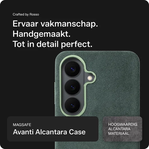 Rosso Avanti Samsung S26 Plus Hoesje Alcantara MagSafe Back Cover Groen afbeelding 4