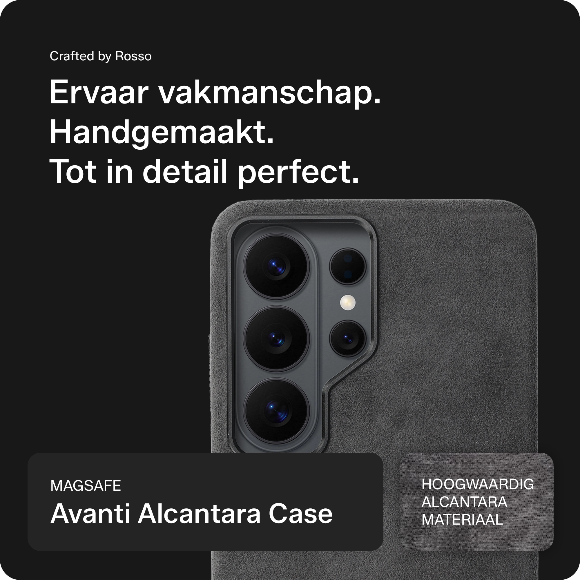 Rosso Avanti Samsung S26 Ultra Hoesje Alcantara MagSafe Back Cover Grijs afbeelding 4