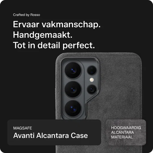 Rosso Avanti Samsung S26 Ultra Hoesje Alcantara MagSafe Back Cover Grijs afbeelding 4