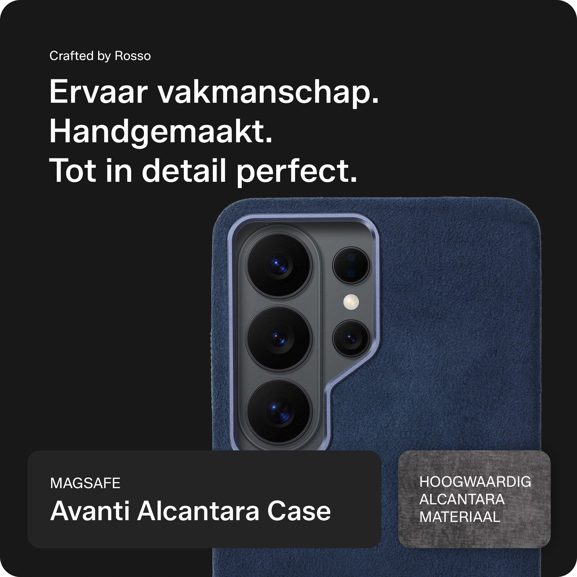 Rosso Avanti Samsung S26 Ultra Hoesje Alcantara MagSafe Back Cover Blauw afbeelding 4