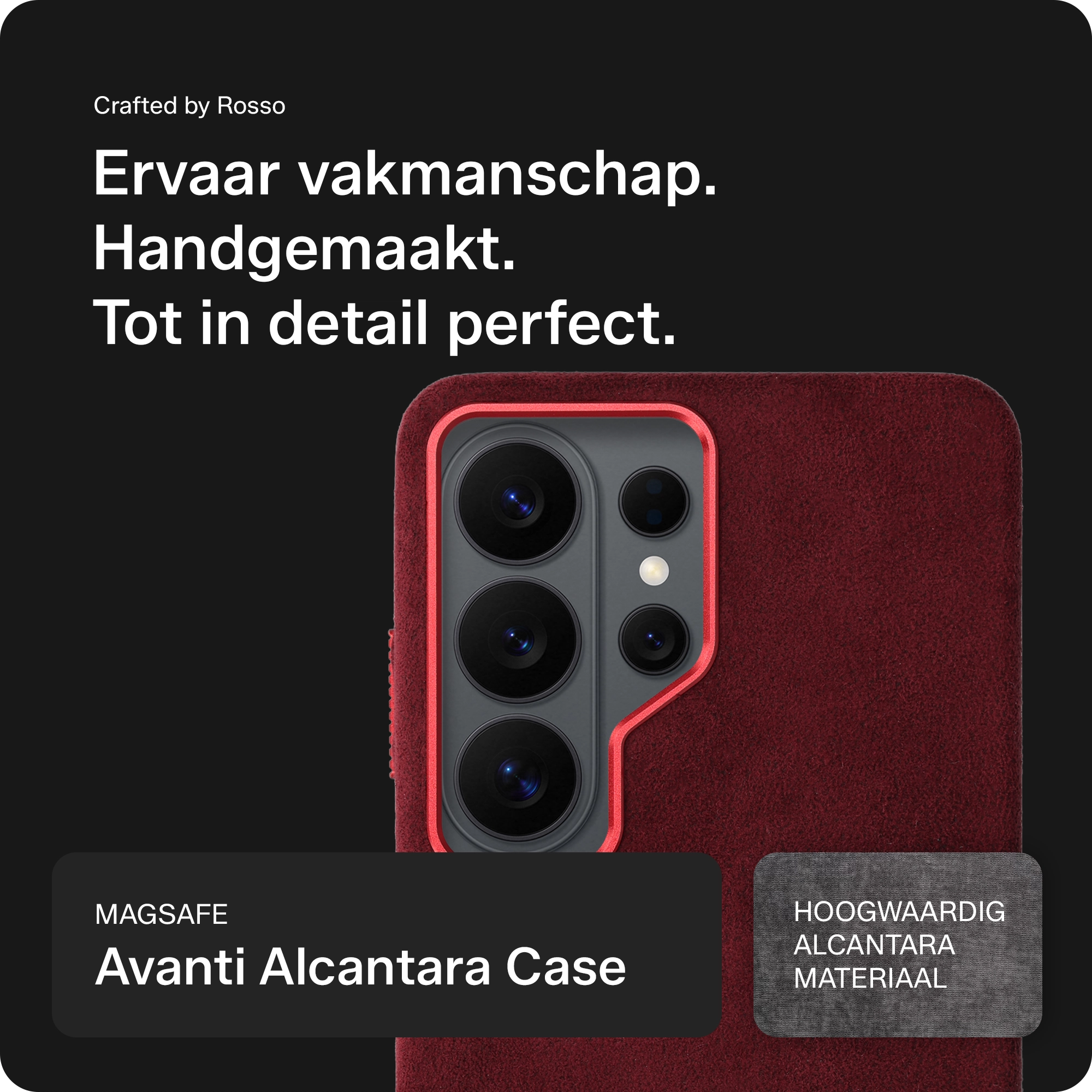 Rosso Avanti Samsung S26 Ultra Hoesje Alcantara MagSafe Back Cover Burgundy afbeelding 4