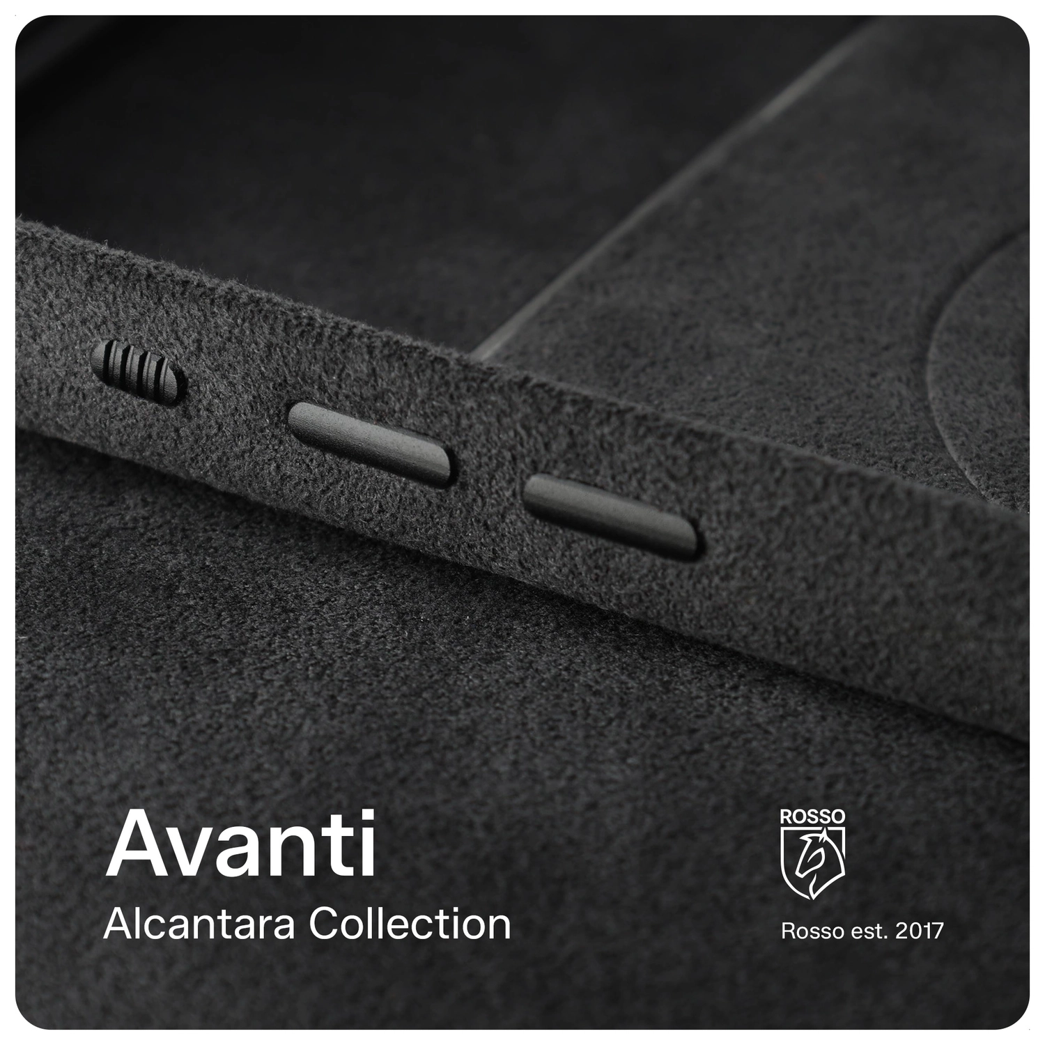 Rosso Avanti Apple iPhone 17 Hoesje Alcantara MagSafe Back Cover Grijs afbeelding 11