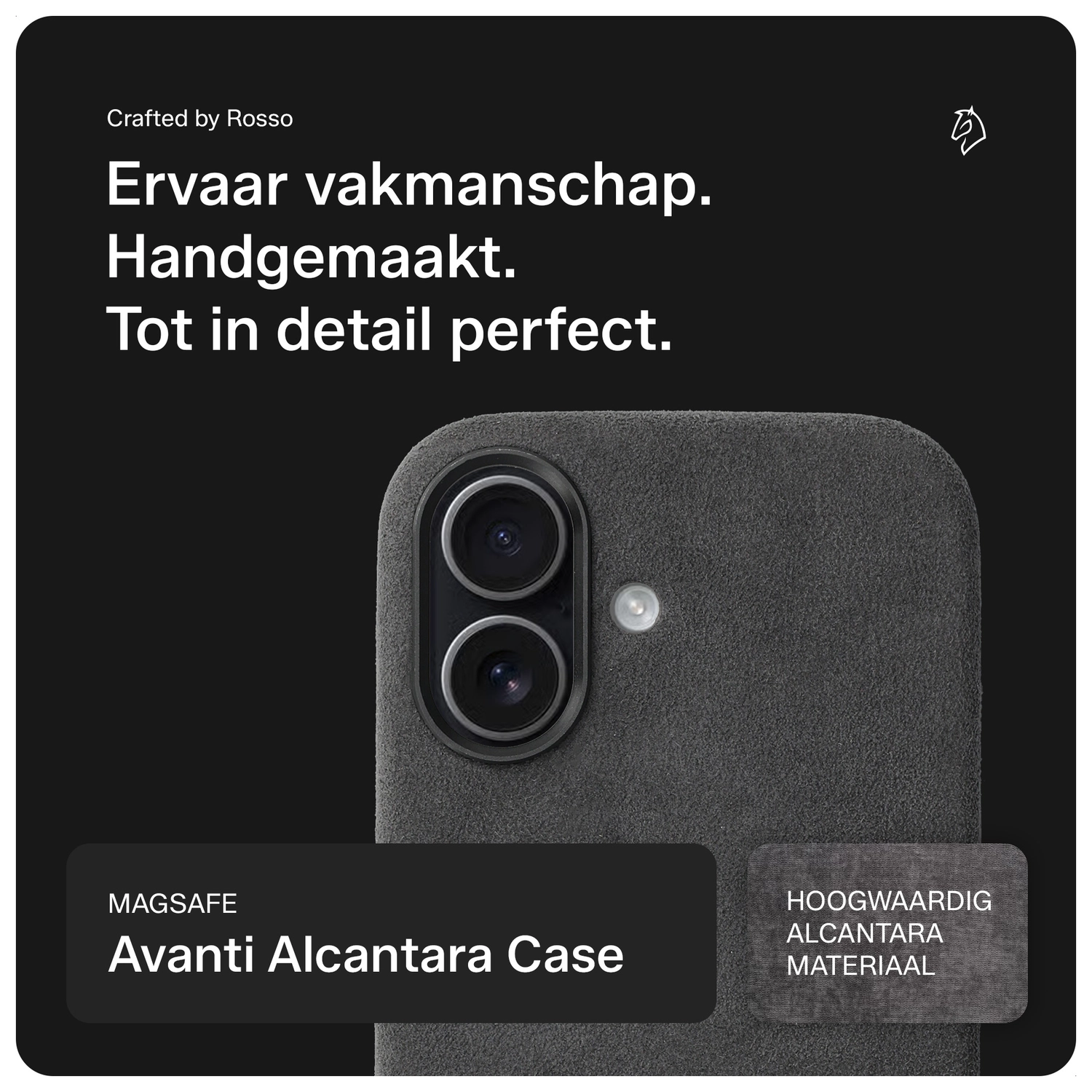 Rosso Avanti Apple iPhone 17 Hoesje Alcantara MagSafe Back Cover Grijs afbeelding 4