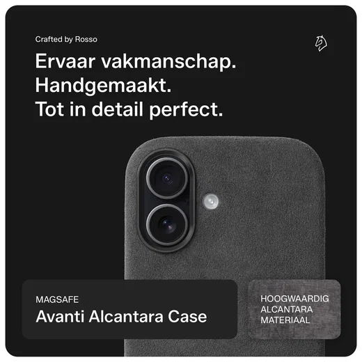 Rosso Avanti Apple iPhone 17 Hoesje Alcantara MagSafe Back Cover Grijs afbeelding 4