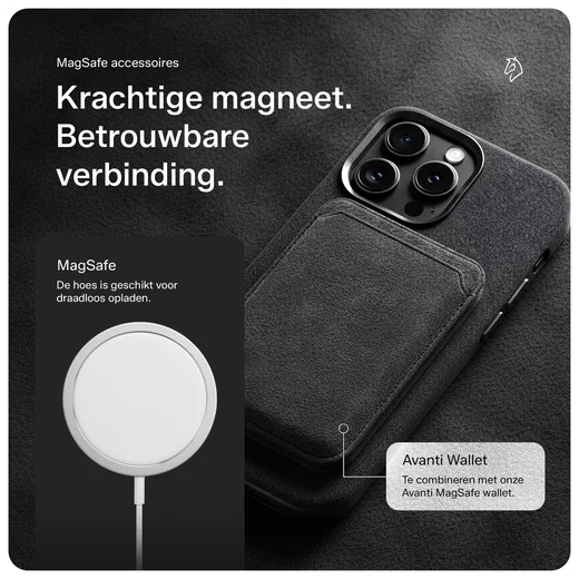 Rosso Avanti Apple iPhone 17 Hoesje Alcantara MagSafe Back Cover Grijs afbeelding 7