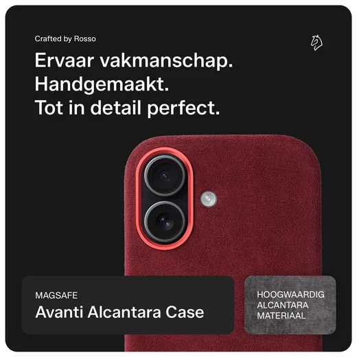Rosso Avanti Apple iPhone 17 Hoesje Alcantara MagSafe Back Cover Burgundy afbeelding 4