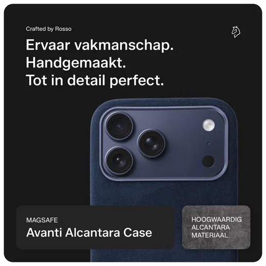 Rosso Avanti Apple iPhone 17 Pro Hoesje Alcantara MagSafe Back Cover Blauw afbeelding 4