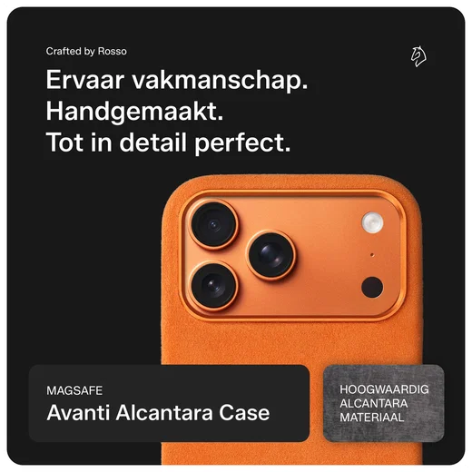 Rosso Avanti Apple iPhone 17 Pro Hoesje Alcantara MagSafe Back Cover Oranje afbeelding 4