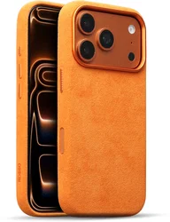 Rosso Avanti Apple iPhone 17 Pro Hoesje Alcantara MagSafe Back Cover Oranje afbeelding