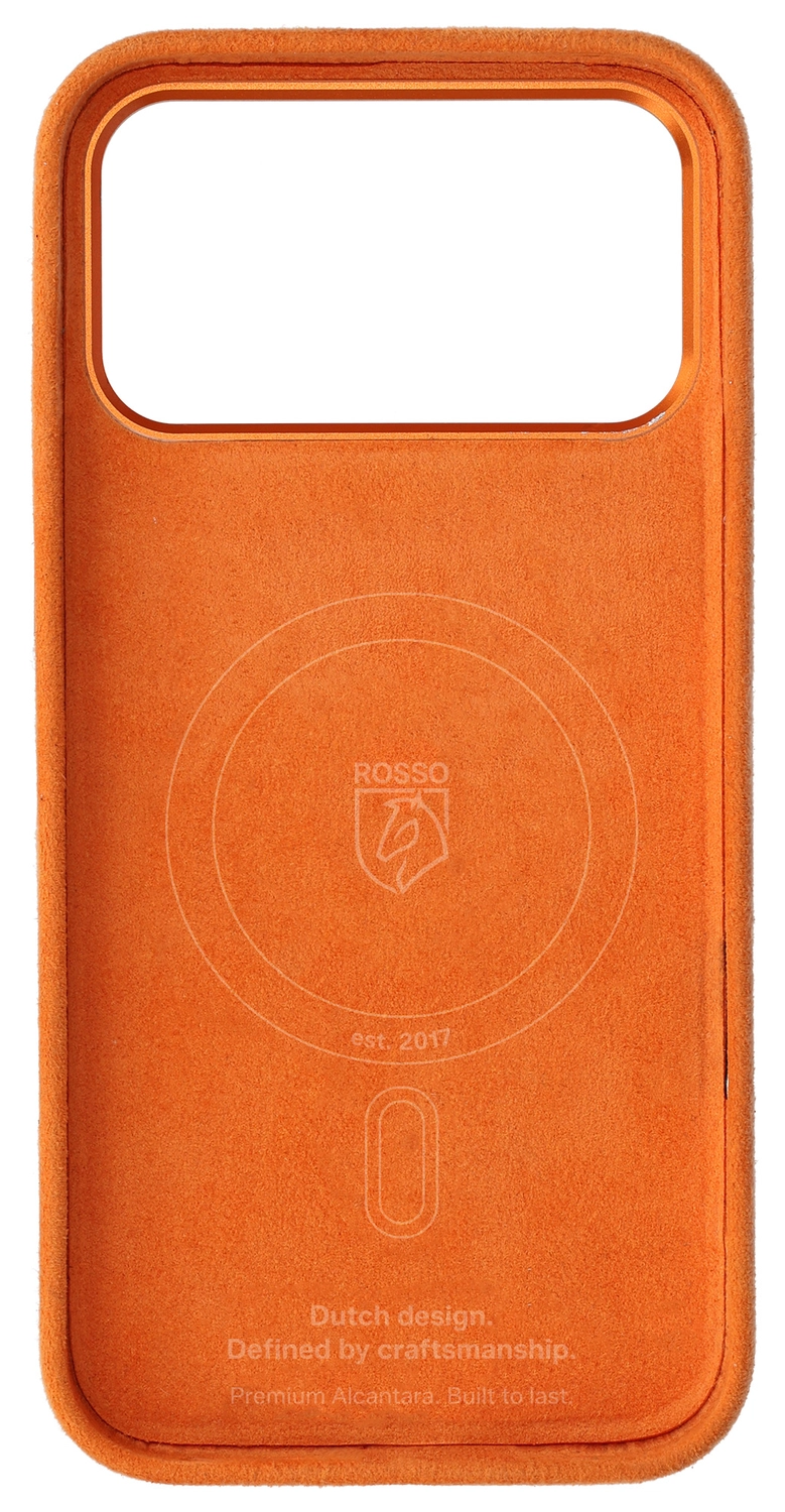 Rosso Avanti Apple iPhone 17 Pro Hoesje Alcantara MagSafe Back Cover Oranje afbeelding 9