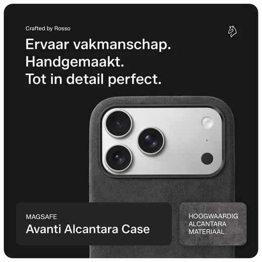 Rosso Avanti iPhone 17 Pro Max Hoesje Alcantara MagSafe Back Cover Grijs afbeelding 4