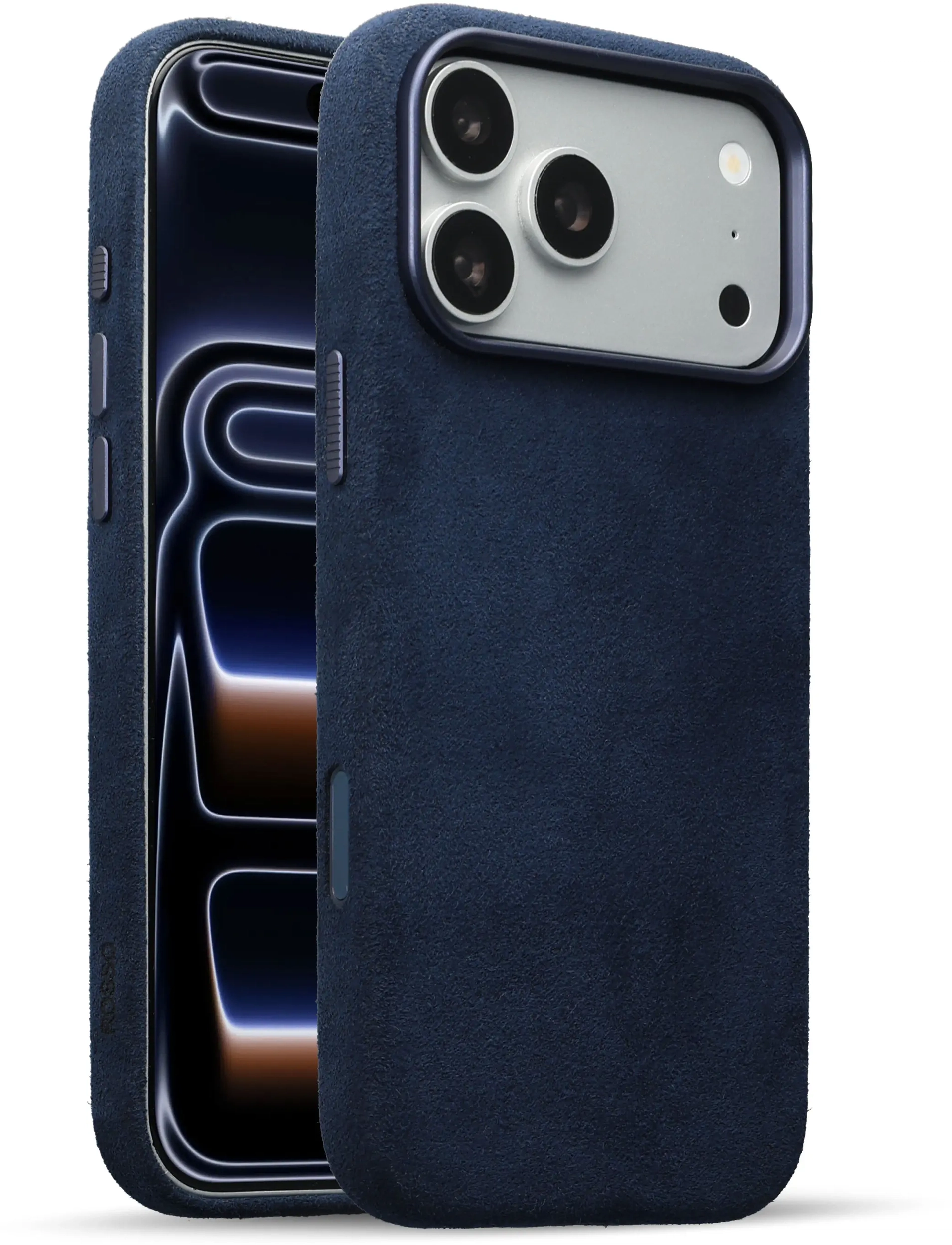 Rosso Avanti iPhone 17 Pro Max Hoesje Alcantara MagSafe Back Cover Blauw afbeelding 1