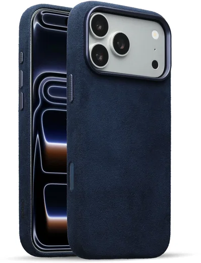 Rosso Avanti iPhone 17 Pro Max Hoesje Alcantara MagSafe Back Cover Blauw afbeelding 1