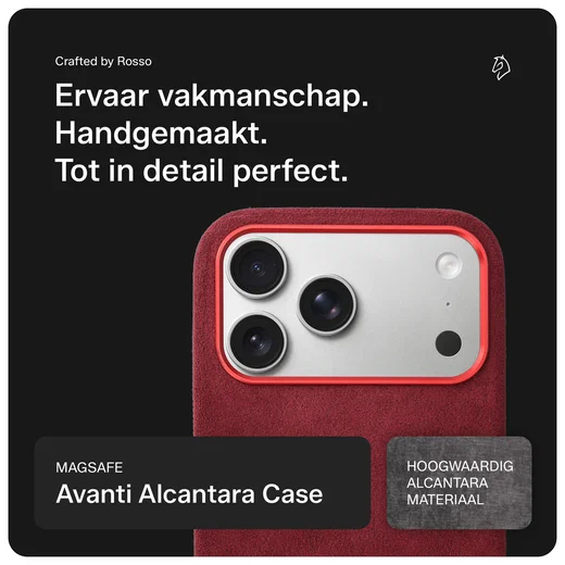 Rosso Avanti iPhone 17 Pro Max Hoesje Alcantara MagSafe Back Cover Burgundy afbeelding 4