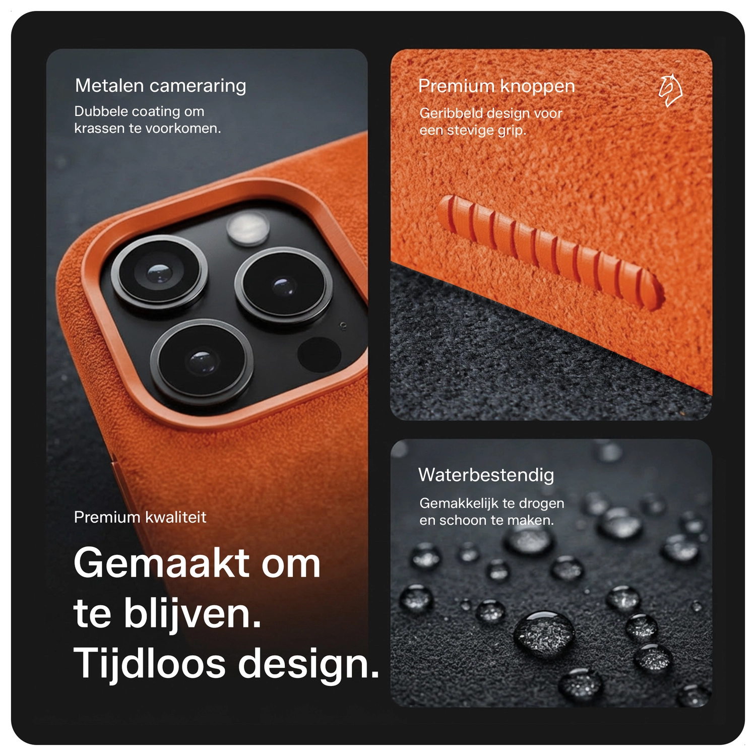 Rosso Avanti iPhone 17 Pro Max Hoesje Alcantara MagSafe Back Cover Oranje afbeelding 5