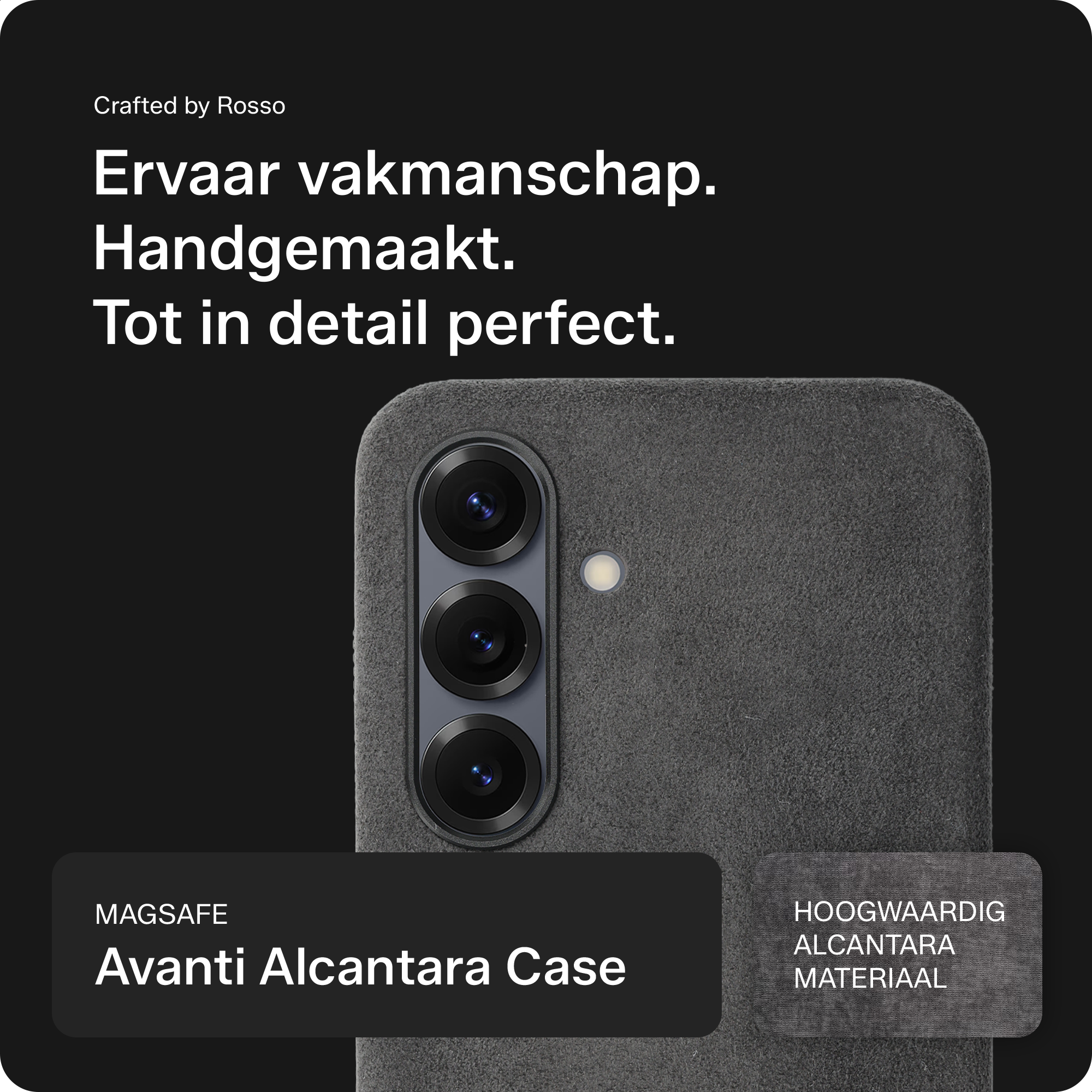 Rosso Avanti Samsung S25 / S24 Hoesje Alcantara MagSafe Back Cover Grijs afbeelding 2