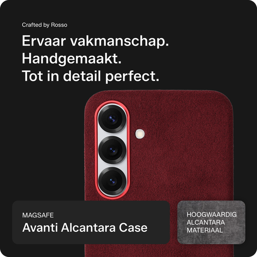 Rosso Avanti Samsung S25 / S24 Hoesje Alcantara MagSafe Back Cover Burgundy afbeelding 2