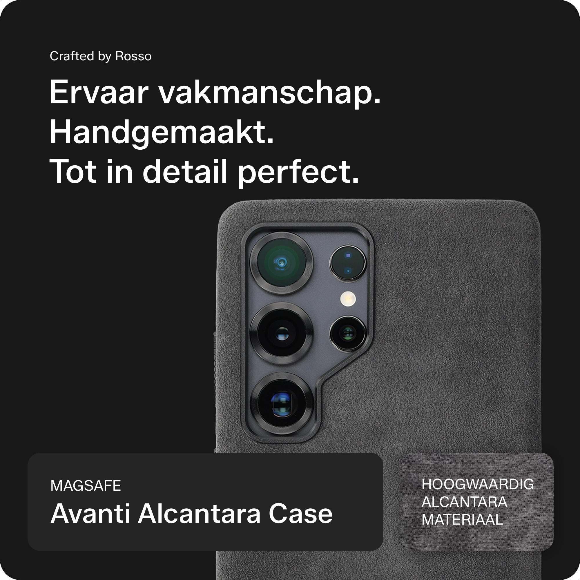 Rosso Avanti Samsung S25 Ultra Hoesje Alcantara MagSafe Back Cover Grijs afbeelding 4