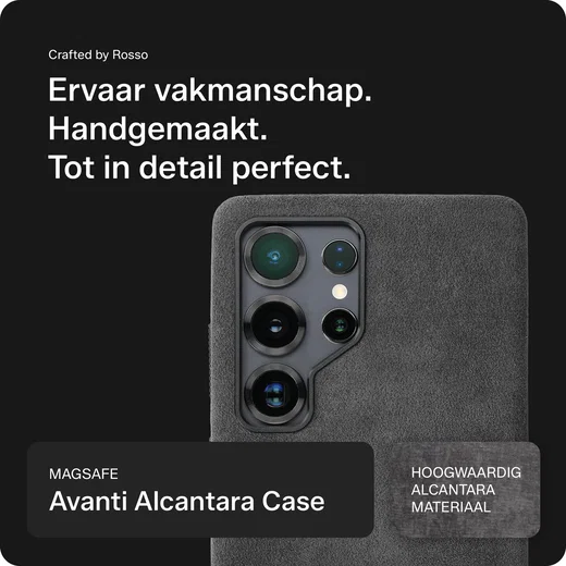 Rosso Avanti Samsung S25 Ultra Hoesje Alcantara MagSafe Back Cover Grijs afbeelding 4