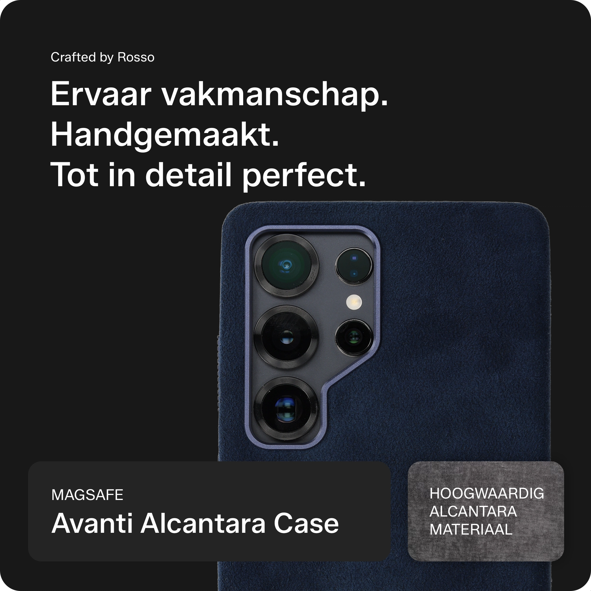 Rosso Avanti Samsung S25 Ultra Hoesje Alcantara MagSafe Back Cover Blauw afbeelding 4