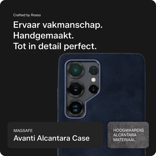 Rosso Avanti Samsung S25 Ultra Hoesje Alcantara MagSafe Back Cover Blauw afbeelding 4