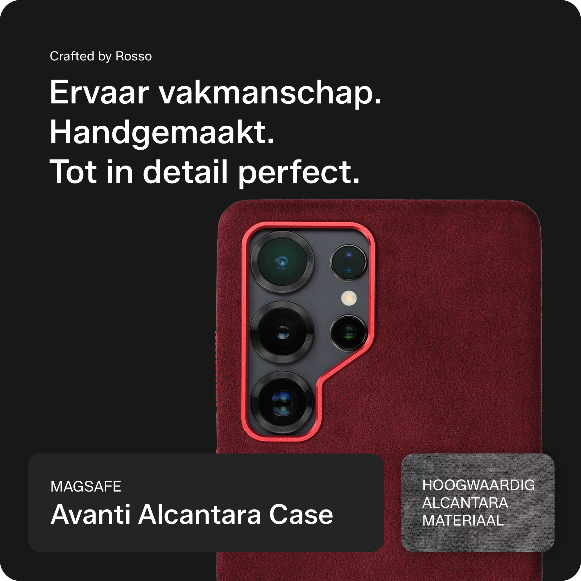 Rosso Avanti Samsung S25 Ultra Hoesje Alcantara MagSafe Back Cover Burgundy afbeelding 4