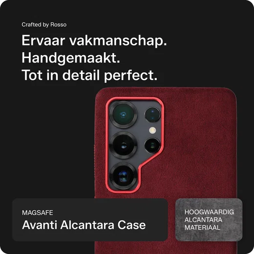 Rosso Avanti Samsung S25 Ultra Hoesje Alcantara MagSafe Back Cover Burgundy afbeelding 4