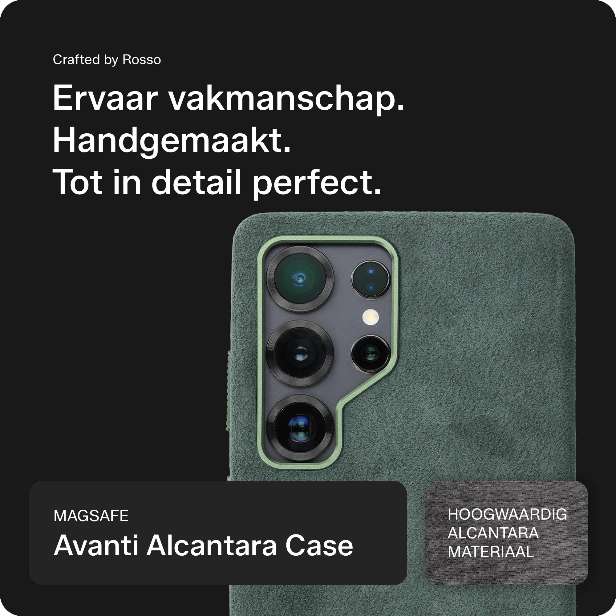 Rosso Avanti Samsung S25 Ultra Hoesje Alcantara MagSafe Back Cover Groen afbeelding 2