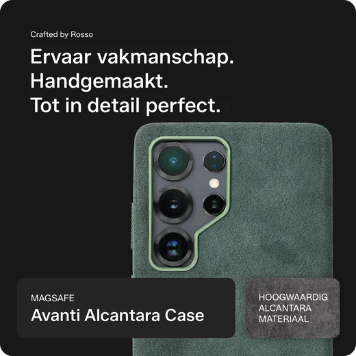 Rosso Avanti Samsung S25 Ultra Hoesje Alcantara MagSafe Back Cover Groen afbeelding 2