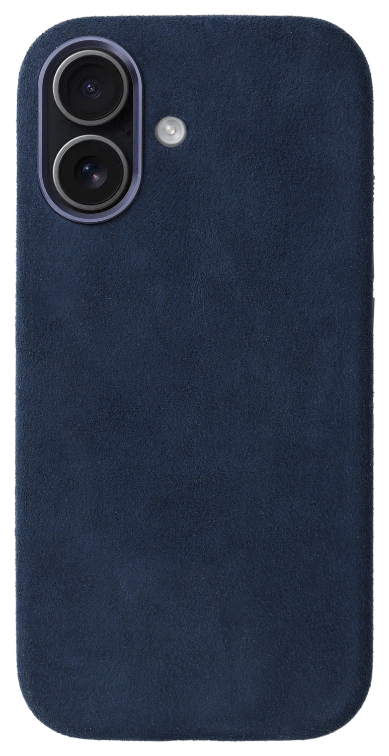 Rosso Avanti Apple iPhone 16 Hoesje Alcantara MagSafe Back Cover Blauw afbeelding 1