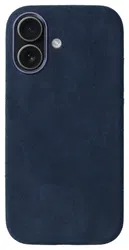 Rosso Avanti Apple iPhone 16 Hoesje Alcantara MagSafe Back Cover Blauw afbeelding